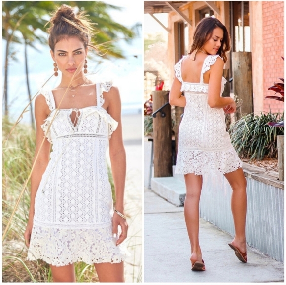 Free People Cross My Heart Embroidered Crochet Festival Boho Mini Dress - Picture 1 of 16